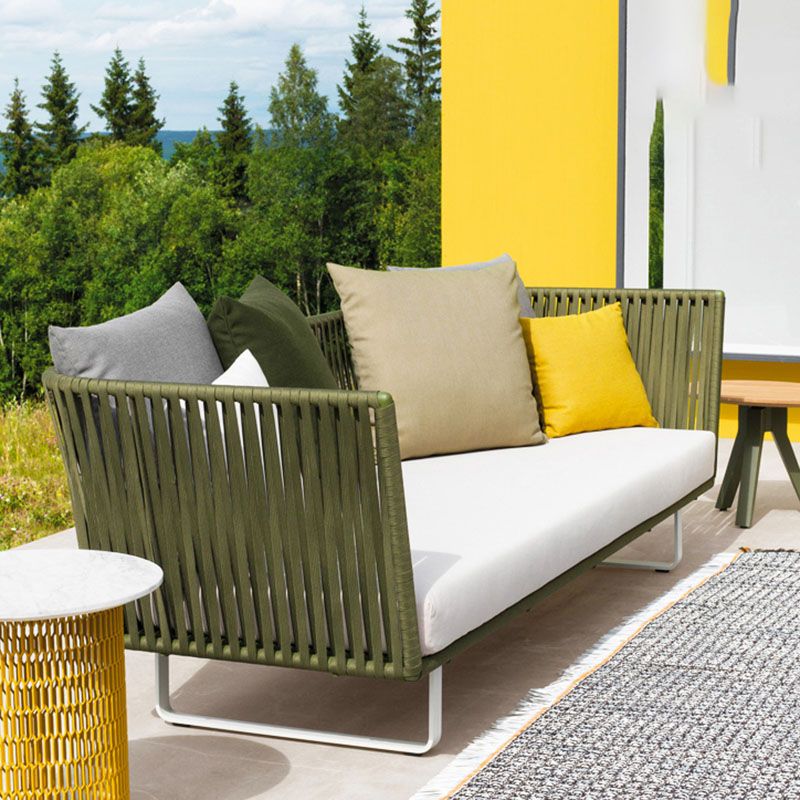 Contemporary Patio Sofa UV Resistant Outdoor Patio Sofa with Cushions