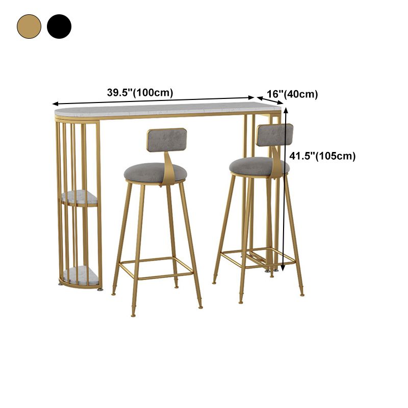 White Stone Bar Dining Table Contemporary Bar Table with Sled Base