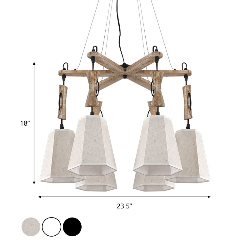 6 cabezas de lámpara de lámpara cónica lámpara de suspensión de techo de madera negro/blanco/blanco/blanco