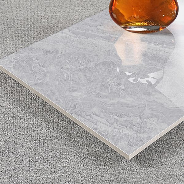 Square Ceramic Polished Straight Edge Singular Tile Marble Look Bathroom Wall