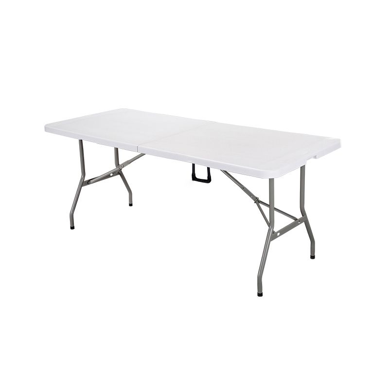 Rectangle Modern Dining Table White Plastic Table with Metal Frame