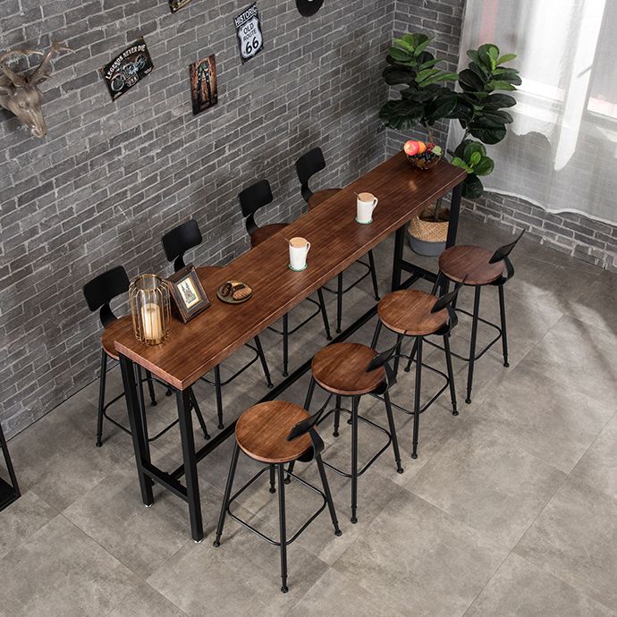 Wood Cocktail Bar Table with Rectangle Table Top Black Trestle Table - 41.3" H