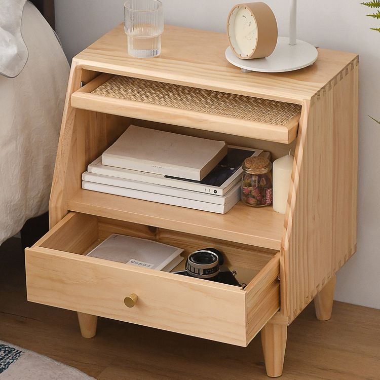 Modern Bed Nightstand Solid Wood Bedside Cabinet for Bedroom