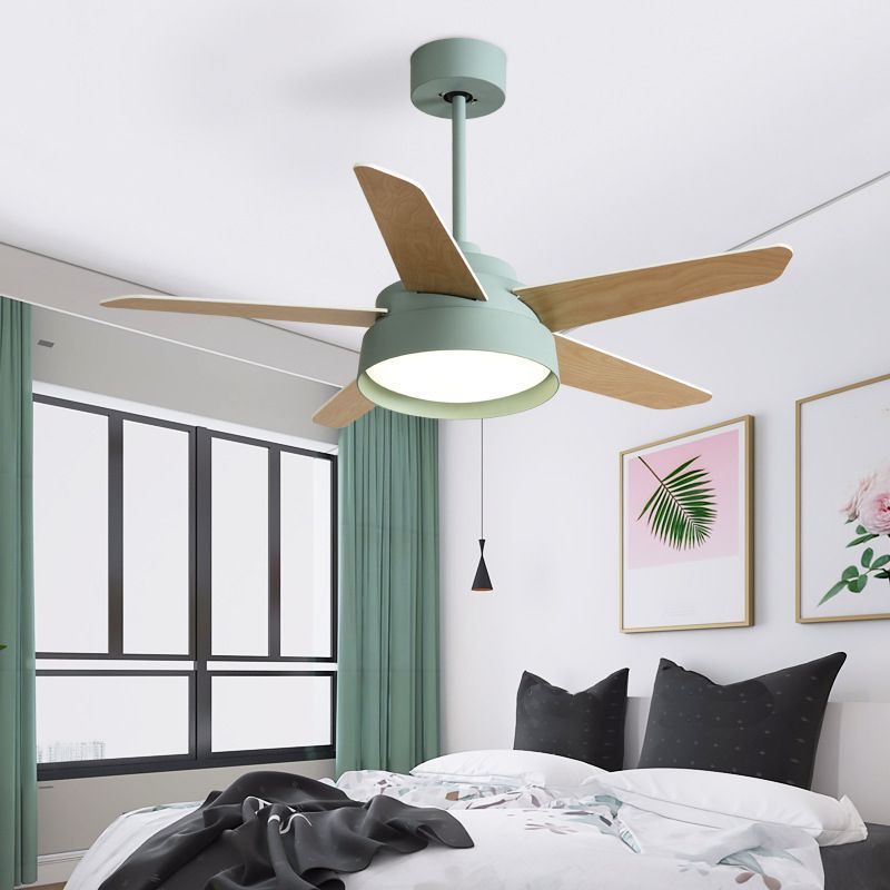 Modern Single Polished Ceiling Fan Lamp LED Shaded Ceiling Fan Light for Dining Room