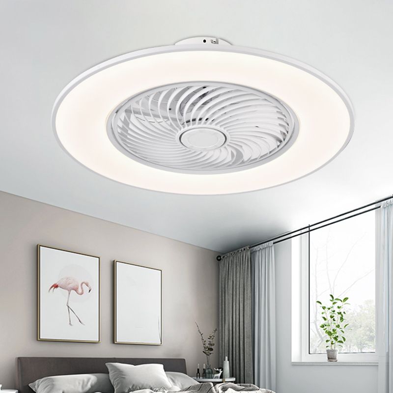 Éventail de plafond LED circulaire en acrylique dans le plafond en fer forgé moderne pour la chambre à coucher