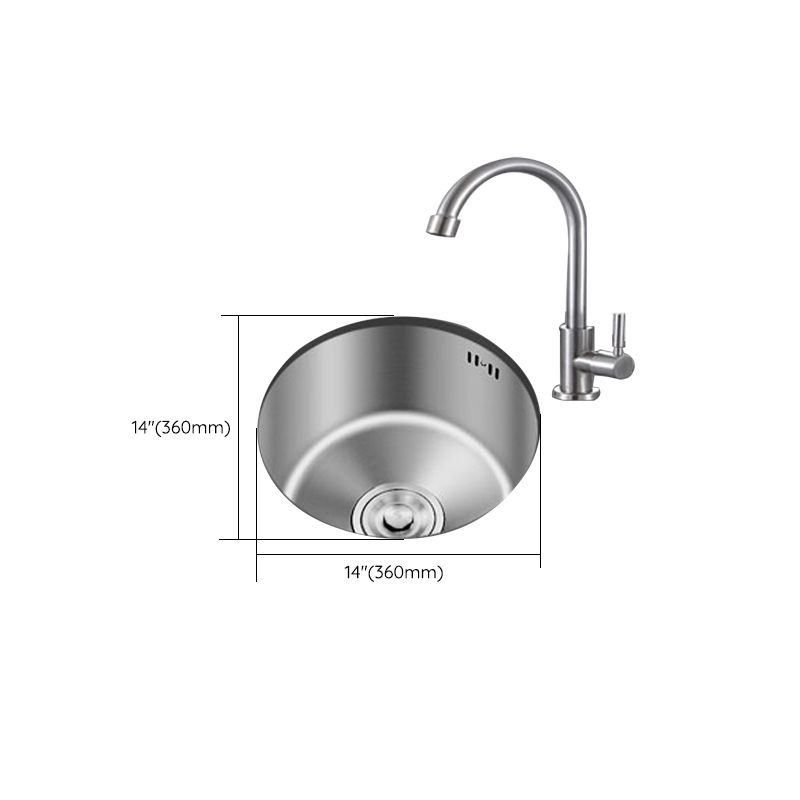 Round Stainless Steel Sink Single Bowl Undermount Sink with Basket Strainer