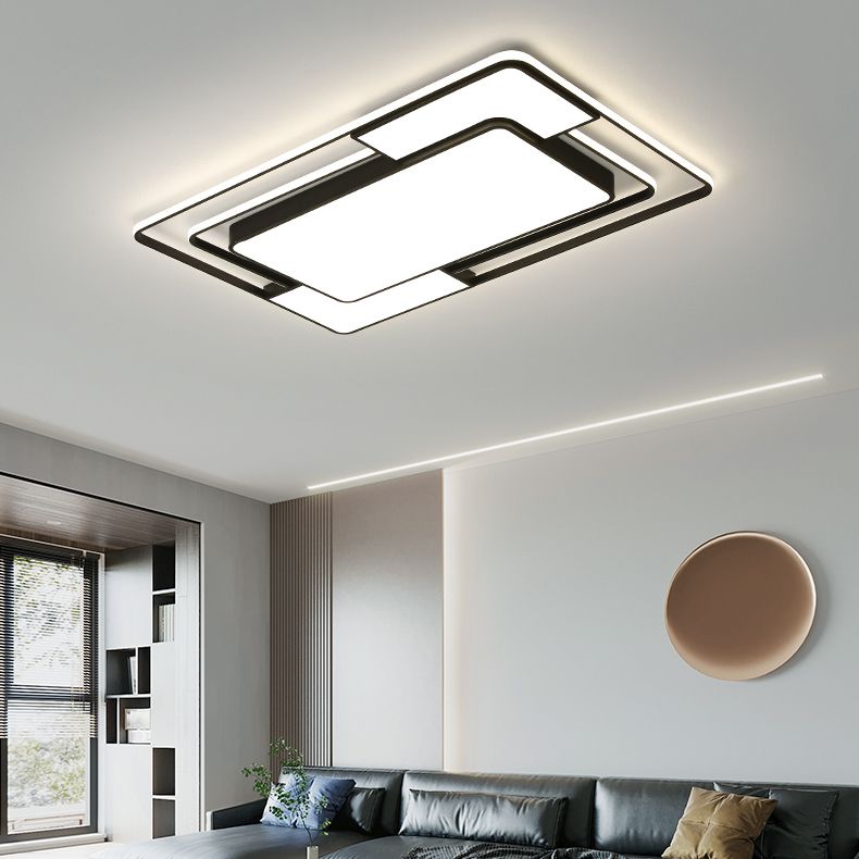 Aluminum Flush Mount Geometric Shape Ceiling Light with Acrylic Shade for Living Room