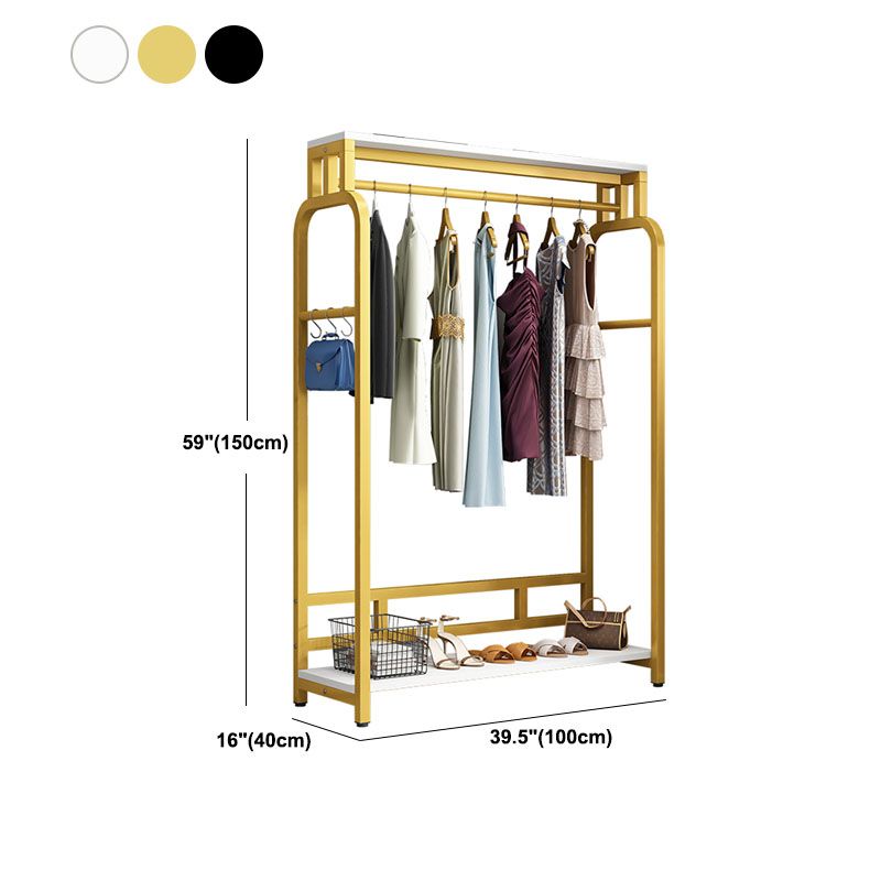 Modern Metal Entryway Kit Hanging Rail and 2 Storage Shelving Coat Hanger