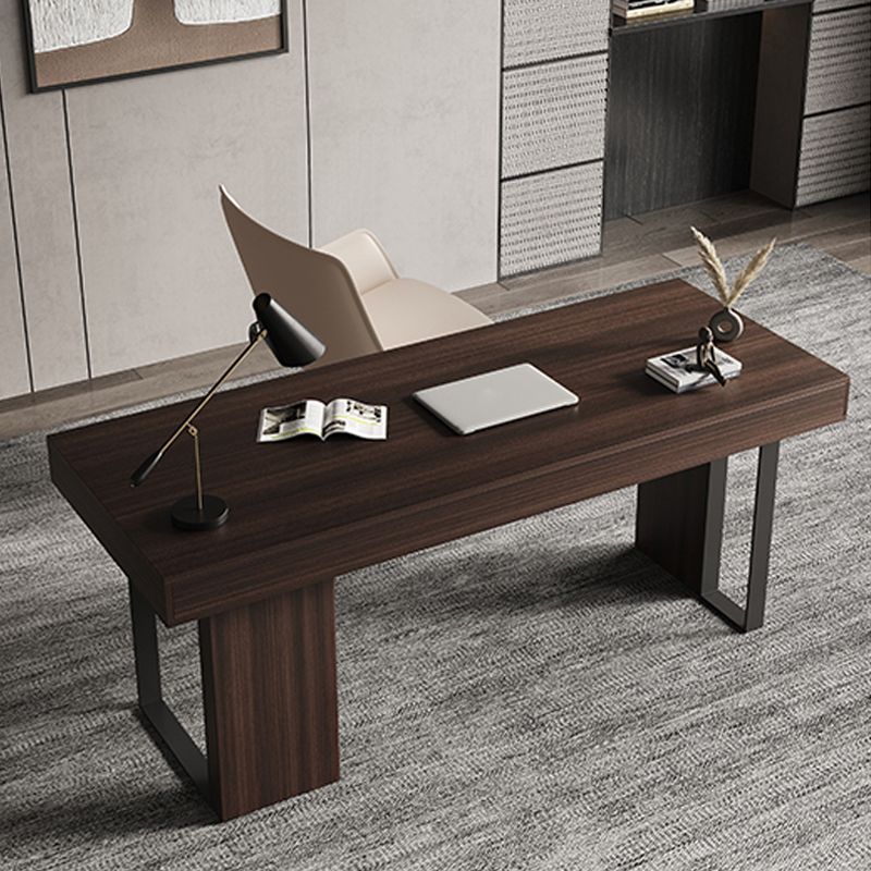 3 Drawers Writing Desk Rectangular Shaped Office Desk in Brown