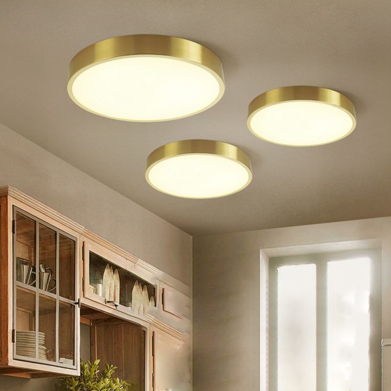 1-Light Round Flush Mount Lighting Modern Metal Ceiling Lighting