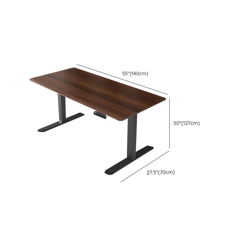 Electric Height Adjustment Computer Desk Modern Rectangular Wood Writing Desk