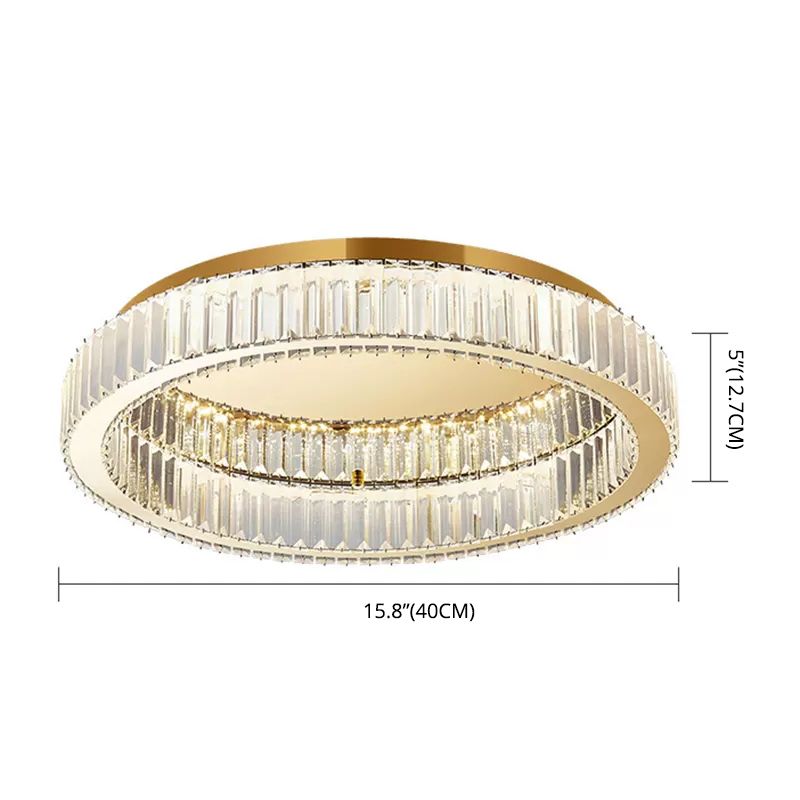 Circle Close to Ceiling Lighting Modern Crystal LED Gold Flush Mount Ceiling Light Fixture