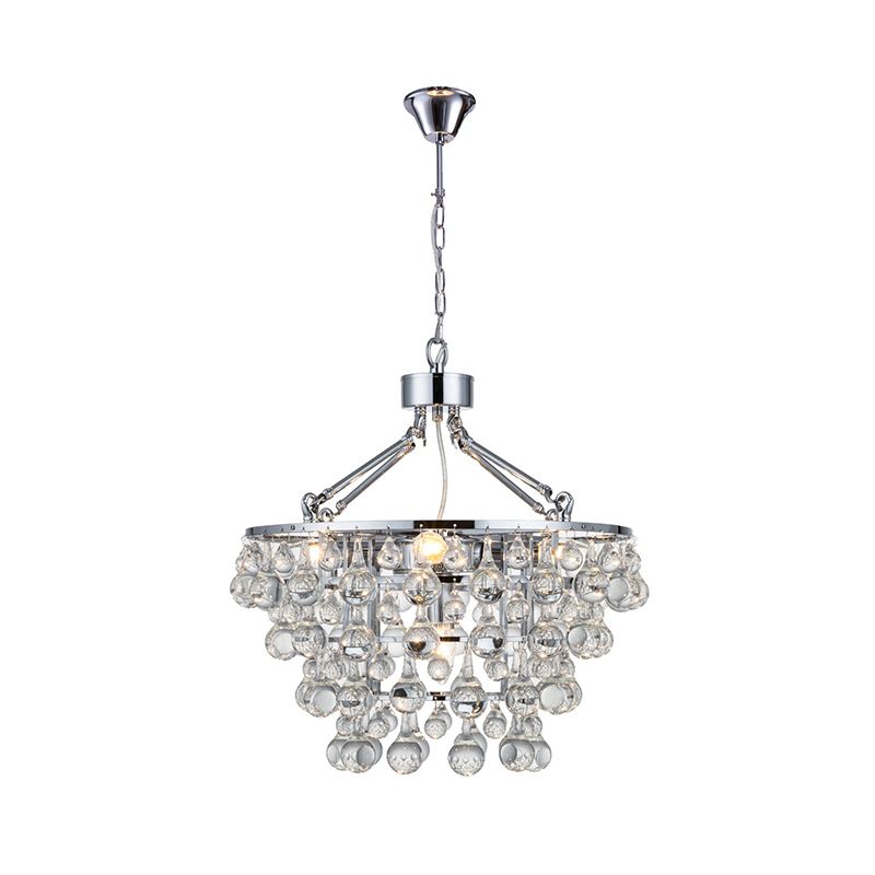 Modern Circular Chandelier Light Fixture Metal 5 Lights Living Room Ceiling Light with Glass Ball