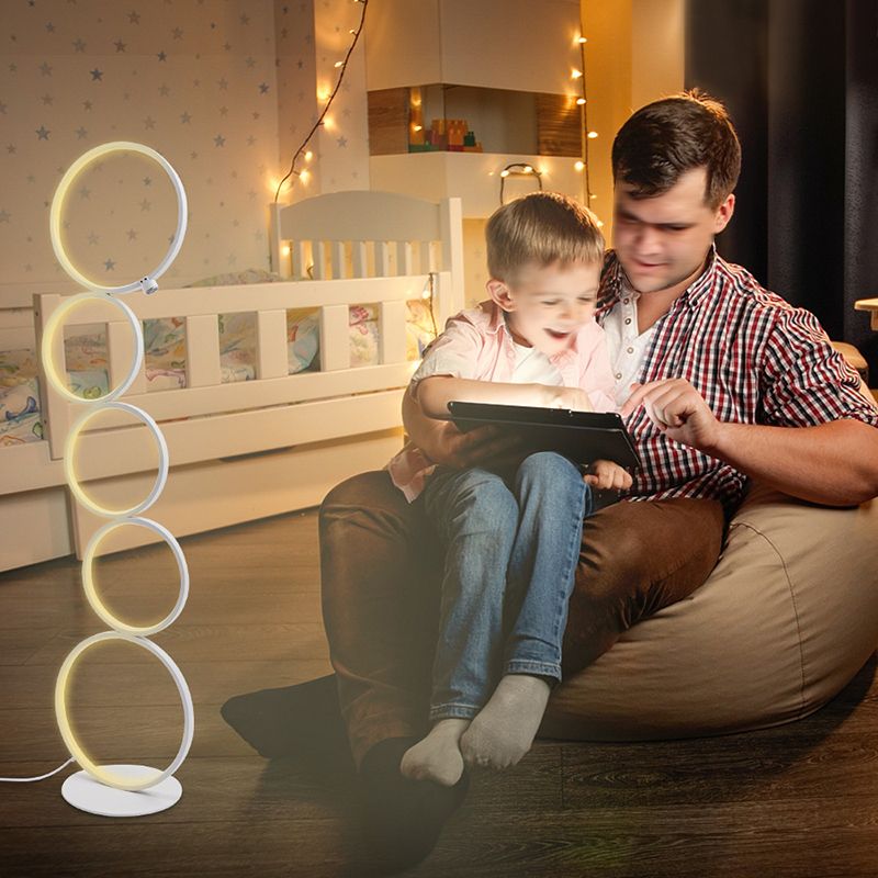 Bubble Ring Shaped Floor Lamp Novelty Simple Style Metal Living Room Standing Light