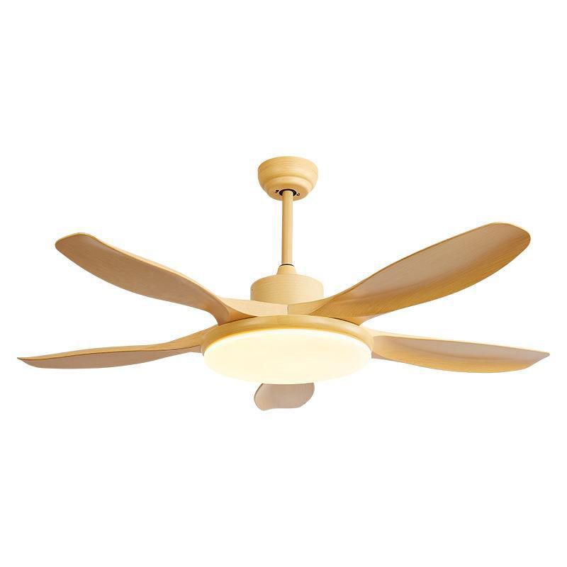 Fan Shape Wood Ceiling Fans Modern Style 1 Light Flush Ceiling Fan in Brown