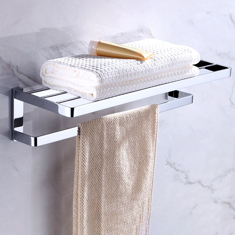 Chrome Brass Moderne Bathroom Accessory Set with Towel Bar/ Ring/Paper Holder & Robe Hook