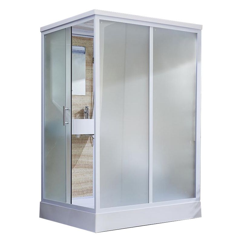 Contemporary Rectangle Shower Stall Clear Framed Shower Stall with Ceiling