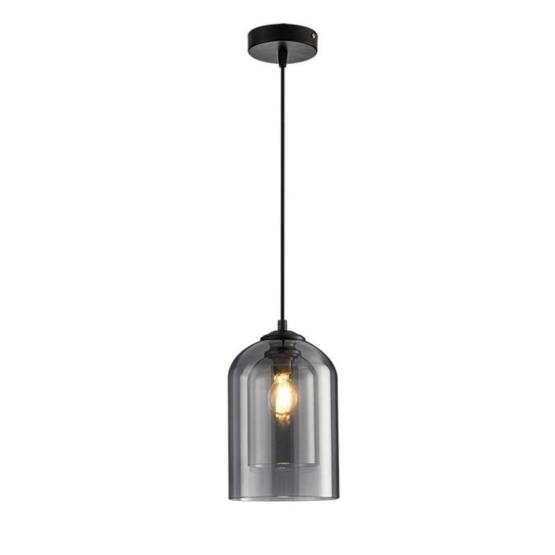 1 Light Cylinder Hanging Pendant Lights Industrial Style Glass Pendant Ceiling Lights