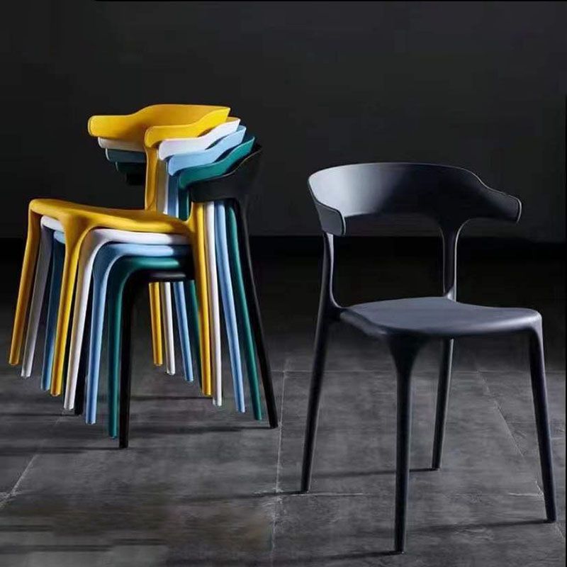 Contemporary Stackable Chairs Dining Open Back Arm Chairs with Plastic Legs