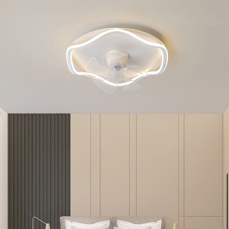 Nordic Style LED Ceiling Fan Wave Fan Lighting in White for Bedroom