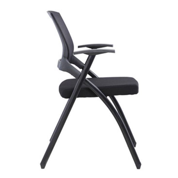 Modern No Wheels Desk Chair Microfiber Black Conference Chair