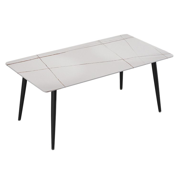 Mesa de comedor de piedra sinterizada de forma rectangular contemporánea mesa de comedor de cocina con 4 patas base