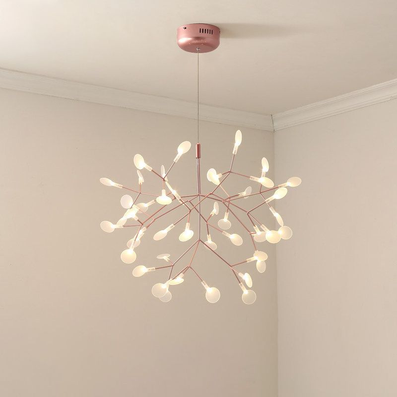 Branche d'arbre en acrylique suspension du pendentif de plafond simple lustre de plafond LED en or rose