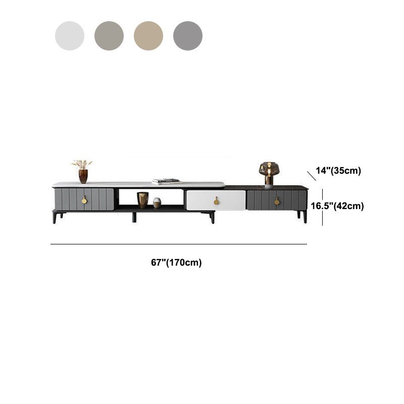 16.5" Contemporary TV Console Stone Top TV Stand for TVs with 3/4 Drawers