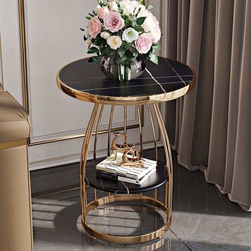 23.6" Tall Round End Table 2-Tier Metal Accent Side Table for Living Room