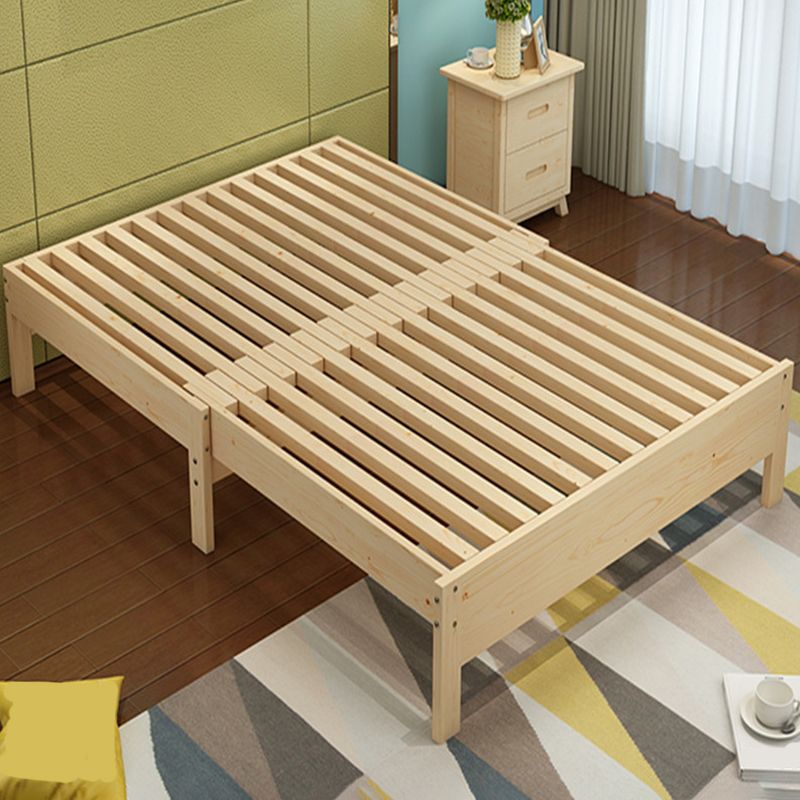 Scandinavian Styled Natural Platform Bed Solid Wood No Theme Kid Bed