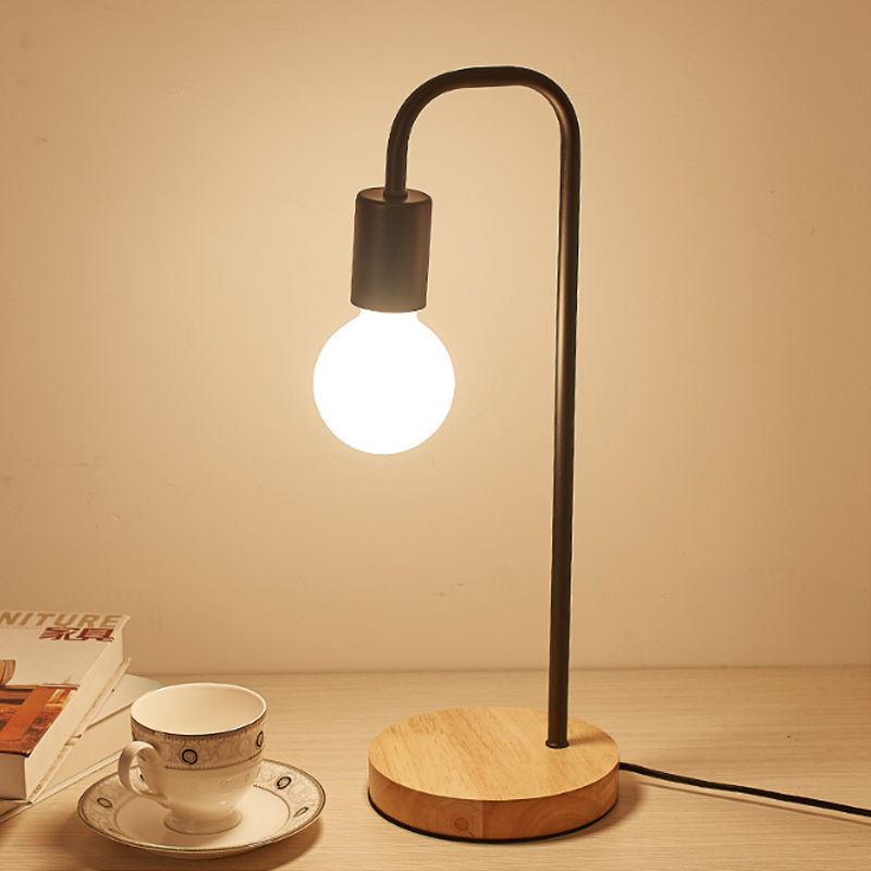 Dormitory Bare Shade Desk Light Metal 1 Head Simple Style Desk Lamp with Plug-In Cord