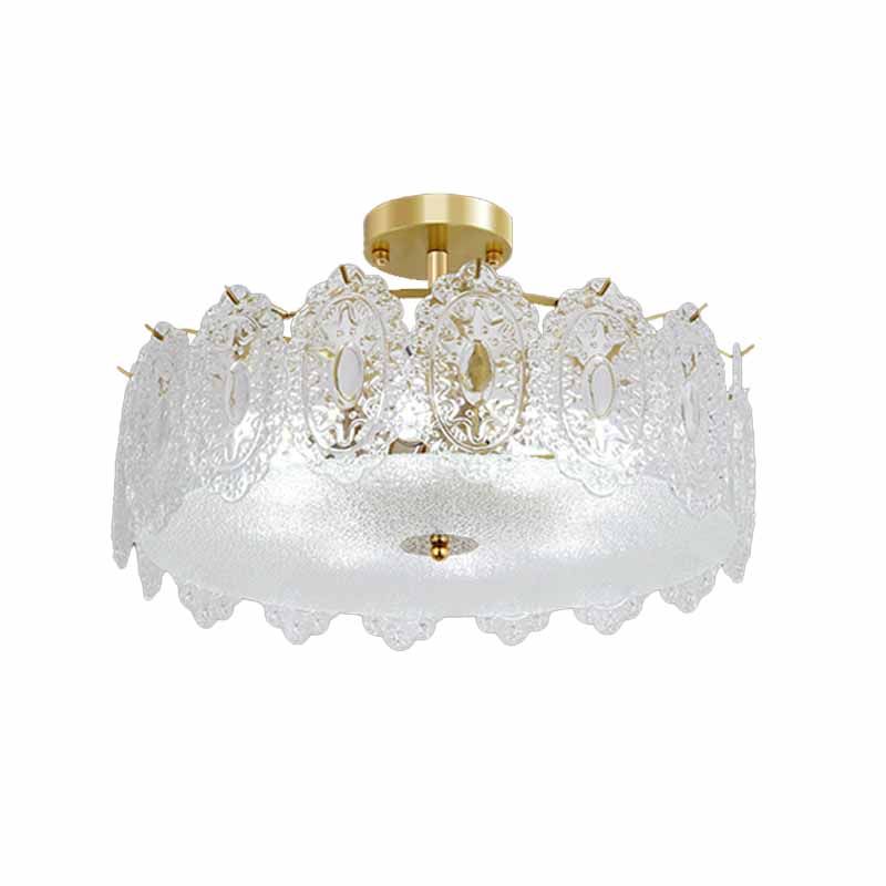 LED Modern Metal Ceiling Light Circle Shape Flush Mount with Crystal Shade for Living Room