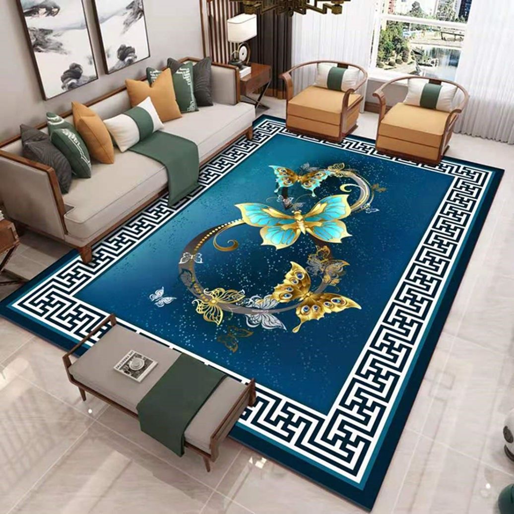 Dark Color Chinese Area Carpet Polyester Animals Printing Indoor Rug Easy Care Carpet for Living Room