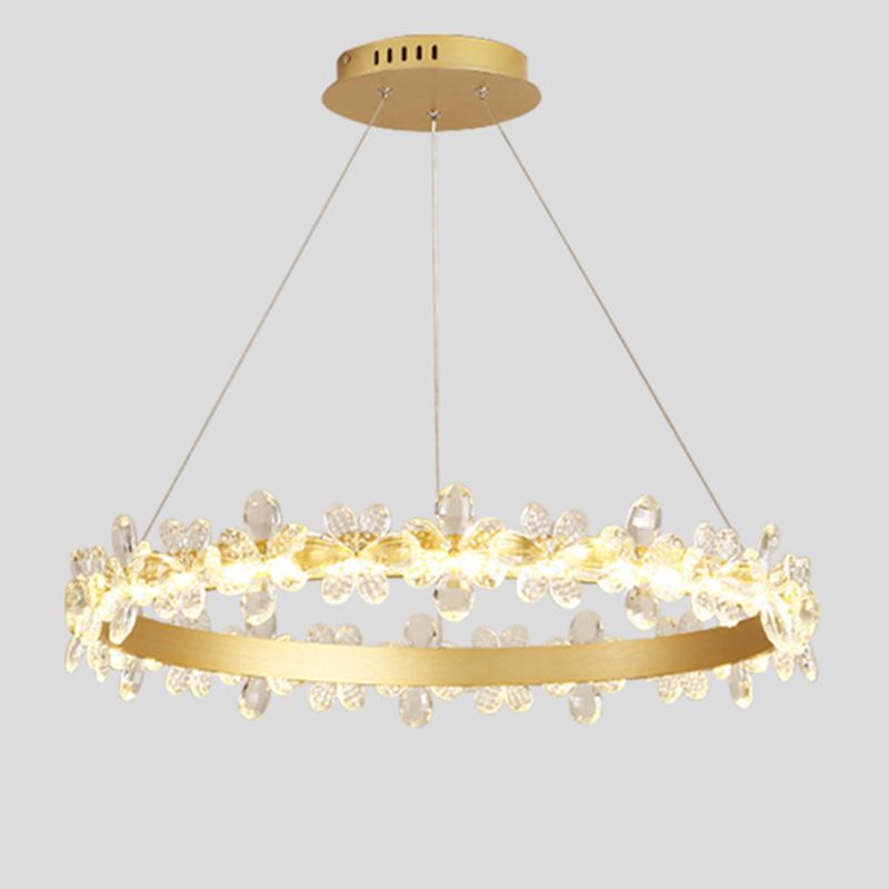 Modern Circular Pendant Chandelier Crystal Hanging Lamp