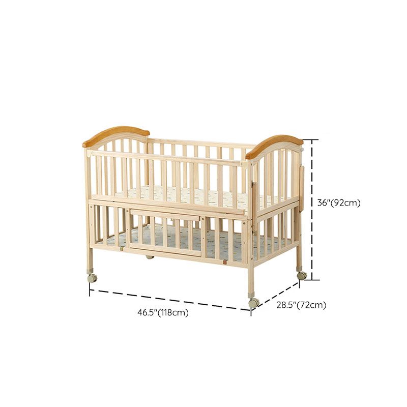 Contemporary Solid Wood Baby Crib with Under Crib Storage in Natural