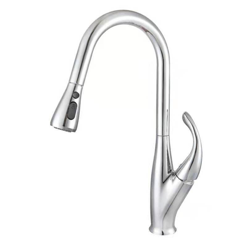 Modern 1-Handle Faucet Black/Silver Copper with Pull out Sprayer Faucet