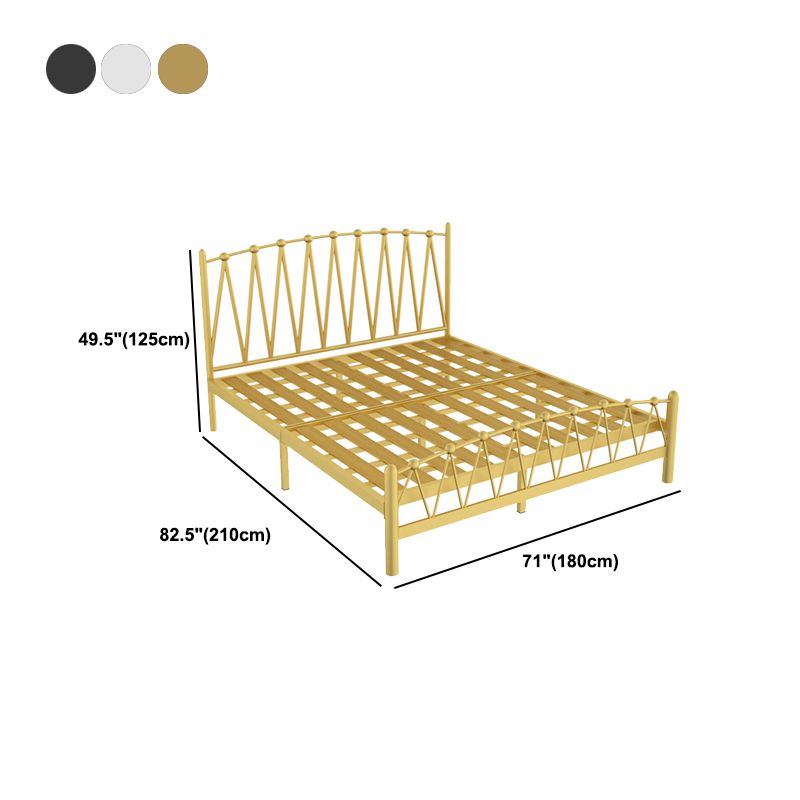 Scandinavian Iron Bed with Open-Frame Headboard and Footboard