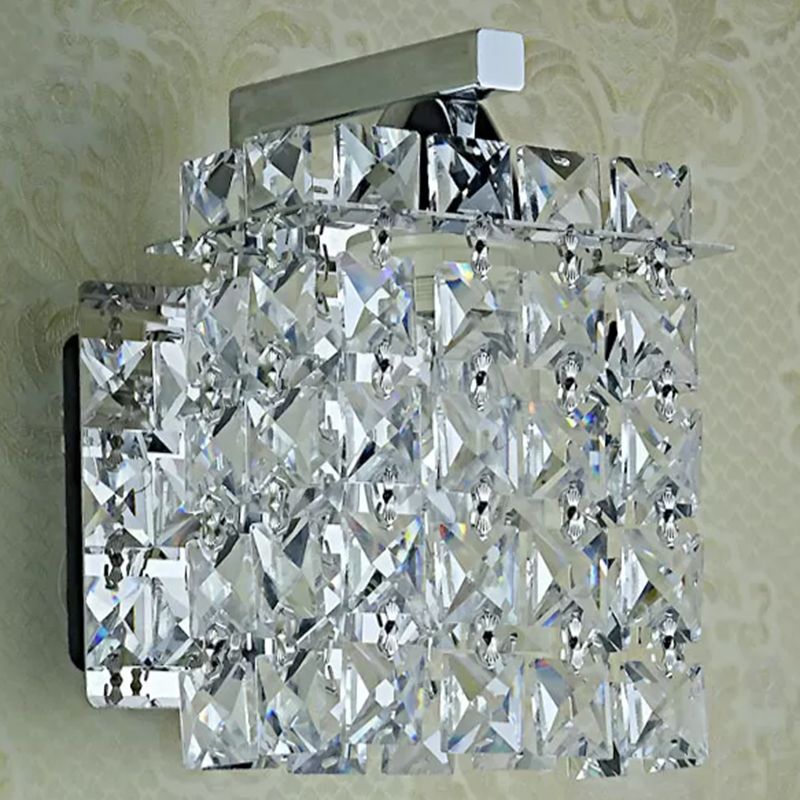 Square Vanity Mirror Lights Modern Minimalist Style Crystal Single Vanity Light