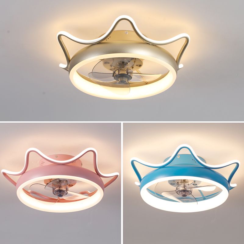 Nordic Style Ceiling Fan Lamp Colorful Round Shape Ceiling Fan Light for Children's Room