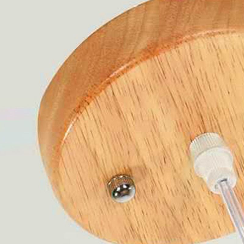 Modern Style Hanging Light Fixture 1-Light Pendant Lamp with Wooden Shade for Bedroom