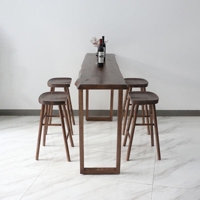 Wood Bar Dining Table Modern Bar Table with Sled Base for Dining Room Kitchen