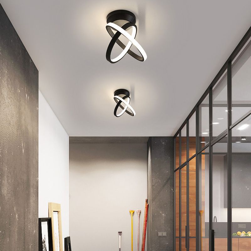 Contemporary Flush Mount Lighting Black LED Ceiling Light for Home