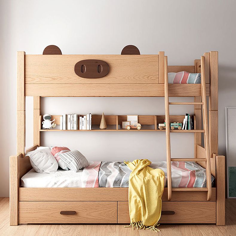 Scandinavian Standard Bunk Bed in Rubberwood 66.93" High Natural Bed