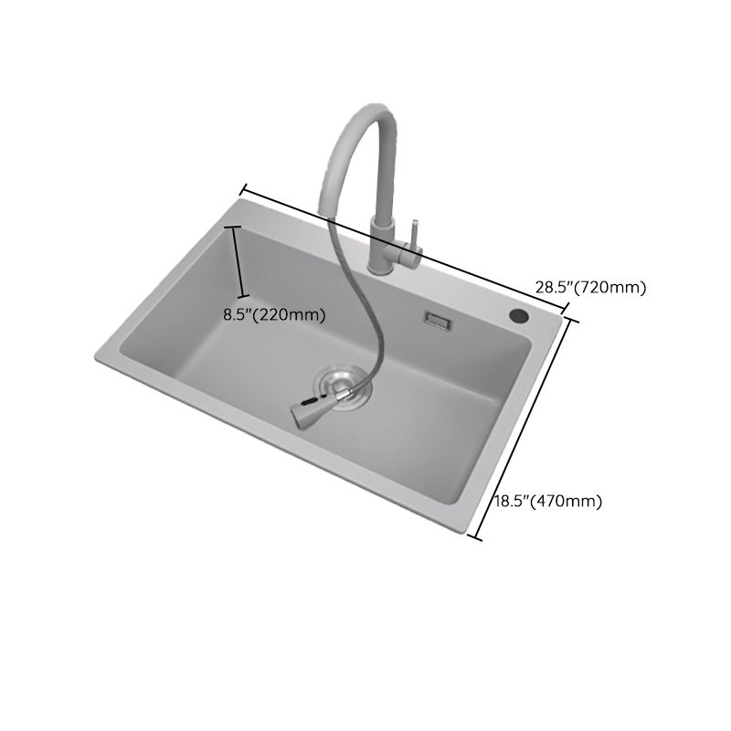 Modern Style Kitchen Sink Overflow Hole Design Drop-In Quartz Kitchen Sink