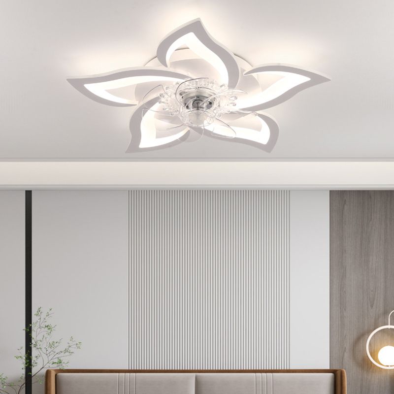 Metal Flower Shape Ceiling Fan Modern Style 5 Lights Ceiling Fans Fixtures