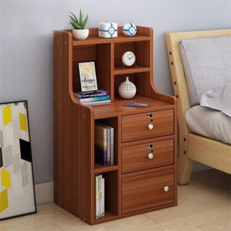 Open Storage Modern Night Table Drawer Storage Shelf Included Imitation Wood