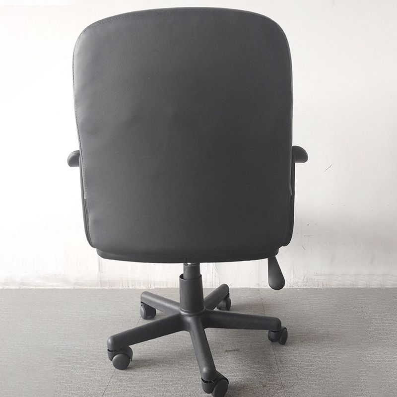 Modern Slide Black Office Chair Adjustable Seat Height Fixed Arms Desk Chair with Wheels