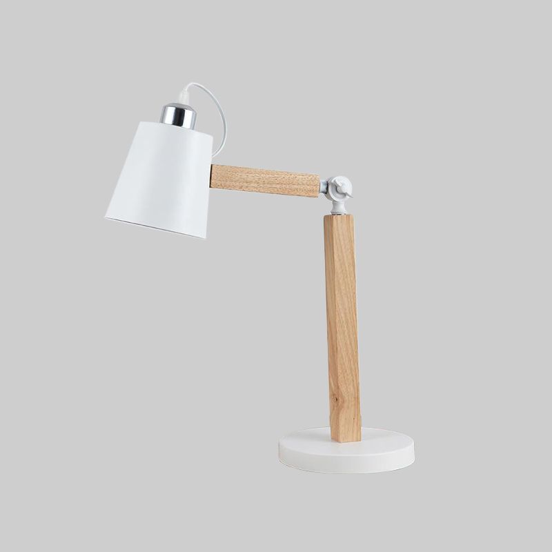 Metal Tapered Desk Light Modern 1 Head Night Table Lamp in White/Black with Rotating Node