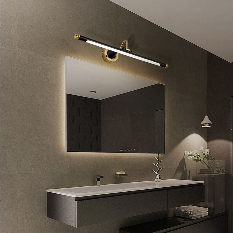 Contemporary LED Mirror Lamp Metal Vanity Light Fixtures in Black and Gold for Bathroom