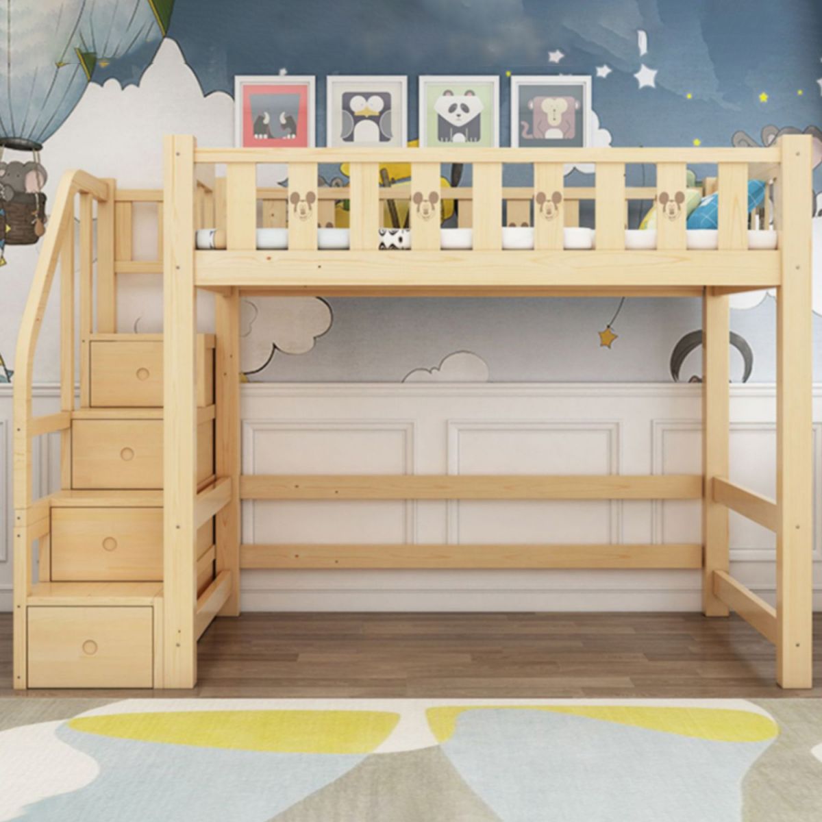 Gender Neutral Kids Bed Solid Wood Scandinavian No Theme Loft Bed